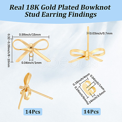 14Pcs Brass Stud Earring Findings KK-BBC0028-66G-1