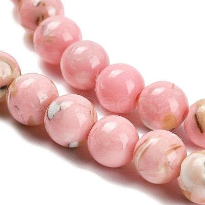 Assembled Synthetic Stone and Trochus Shell Beads Strands G-B128-08B-03-1