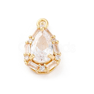 Brass Micro Pave Clear Cubic Zirconia Pendants KK-Z084-09G-04-1