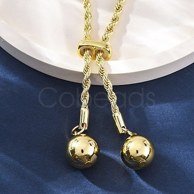Round Brass Slider Lariat Necklaces for Women NJEW-G162-05G-1