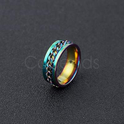 304 Stainless Steel Rotatable Chain Finger Rings for Men FS-WG60CA3-34-1