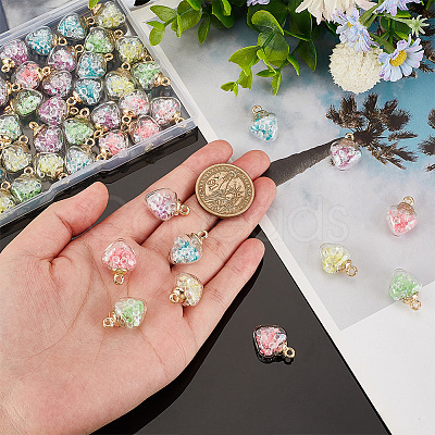 50Pcs 5 Colors Luminous Glass Pendants GLAA-PH0002-59-1