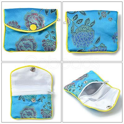 Rectangle Floral Embroidery Cloth Zipper Pouches ABAG-YW0001-03A-1