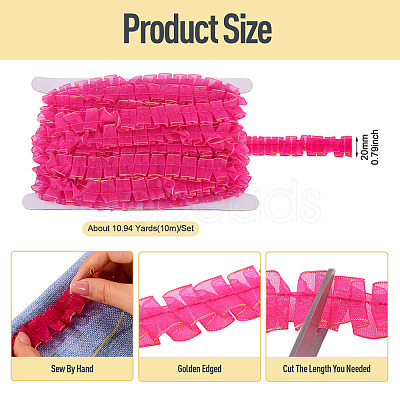 10M Double Layer Polyester Lace Ribbon OCOR-TA0004-14G-1