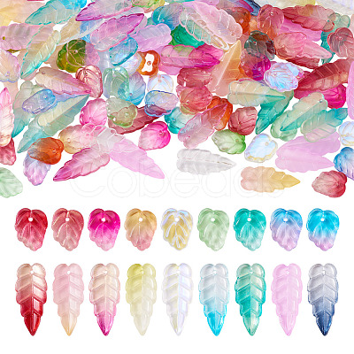 120Pcs 2 Styles Autumn Theme Two-Tone Transparent Glass Charms EGLA-TA0013-49-1