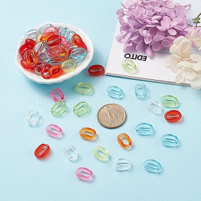 PandaHall Elite 490Pcs 7 colors Transparent Acrylic Linking Rings TACR-PH0001-24-1