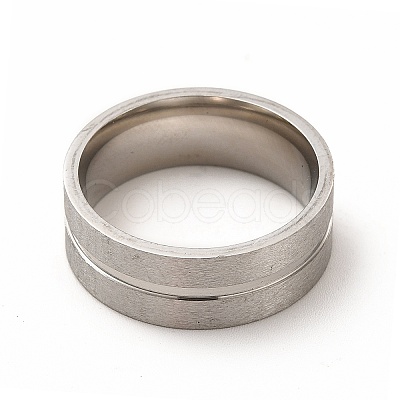 Non-Tarnish 201 Stainless Steel Grooved Finger Ring Settings STAS-P323-08P-1