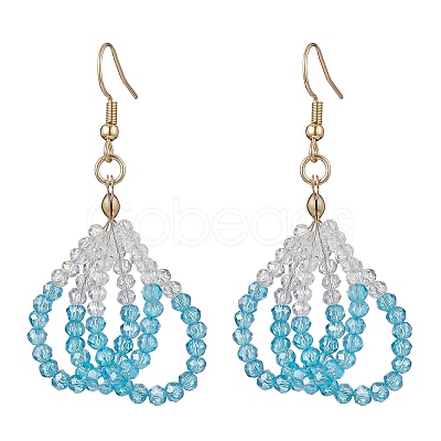 304 Stainless Steel Glass Flower Dangle Earrings EJEW-JE06721-1