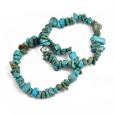 Unisex Chip Synthetic Turquoise(Dyed) Beaded Stretch Bracelets BJEW-S143-05-1