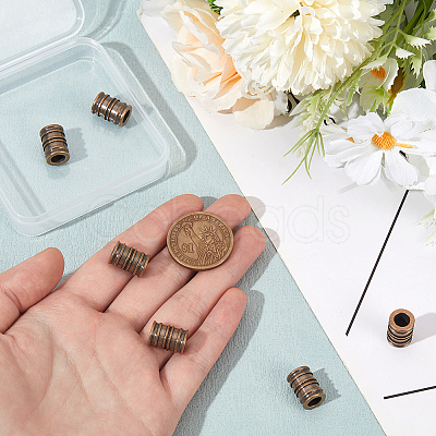 6Pcs Antique Style Groove Column Shape Brass Beads FIND-NB0005-34C-1