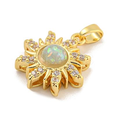 Rack Plating Brass Cubic Zirconia Pendants KK-H476-11G-03-1