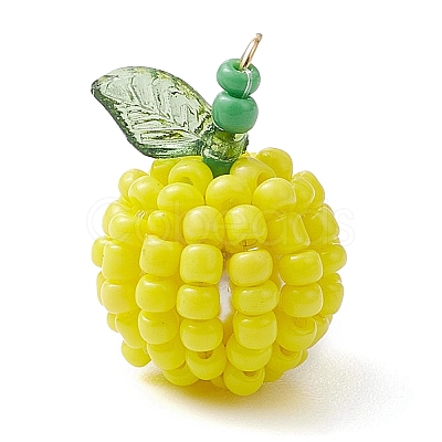 5Pcs 5 Colors Handmade Seed Beads Pendants PALLOY-TA00159-1
