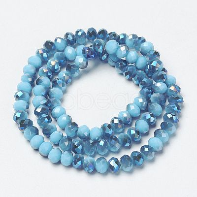 Electroplate Opaque Solid Color Glass Beads Strands EGLA-A034-P8mm-I13-1