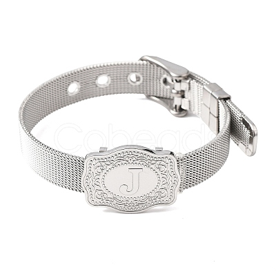 304 Stainless Steel Watch Band Chain Bracelets for Women Men BJEW-P386-09P-J-1