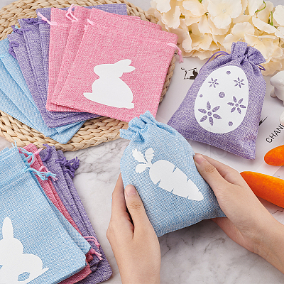 24Pcs 12 Styles Easter Cloth Storage Pouches ABAG-BC0001-62-1