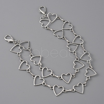 Iron Decorative 2-Layer Heart Link Bag Chains AJEW-WH0367-32P-1