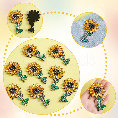 Sunflower Rhinestone Appliques AJEW-WH0367-60-1