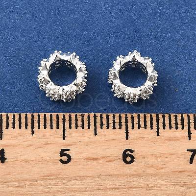 Wave Brass Micro Pave Cubic Zirconia European Beads KK-K300-07A-S-1
