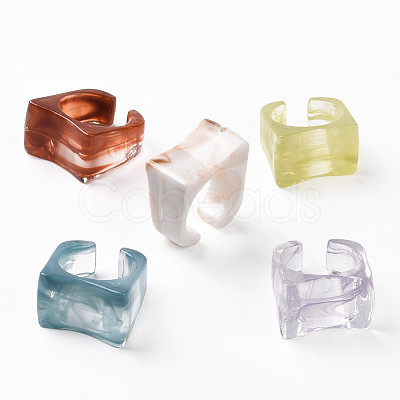 Acrylic Curved Rectangle Open Cuff Ring for Women OACR-B002-02-1