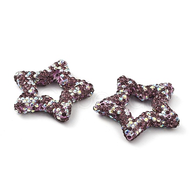 Star Shape Polymer Clay Rhinestone Beads CLAY-NH0001-06F-1