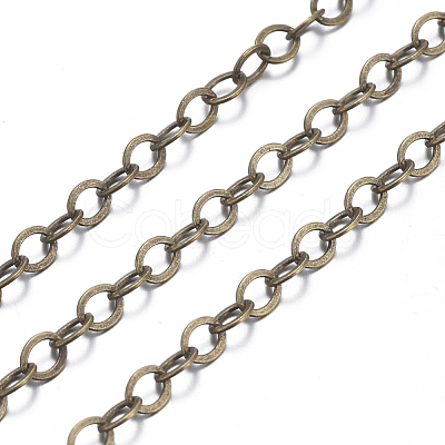 Brass Flat Oval Cable Chains X-CHC029Y-AB-1