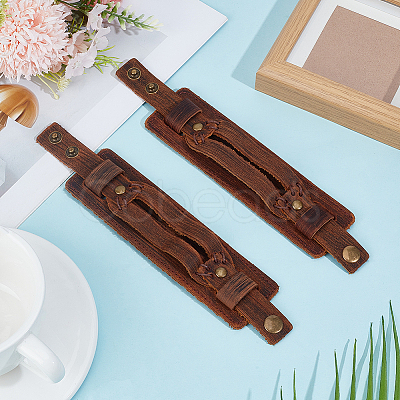 2Pcs Cowhide Cord Wide Cord Bracelets BJEW-CL0001-63A-1
