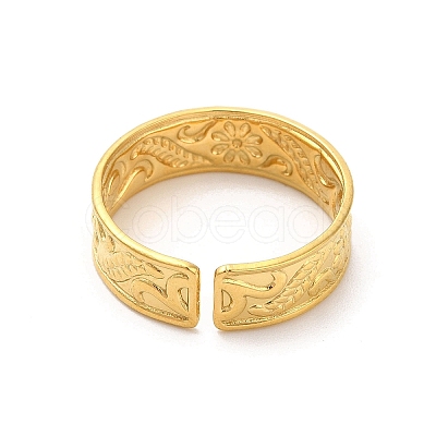Ion Plating(IP) 304 Stainless Steel Cuff Wide Band Finger Rings RJEW-L107-009G-1