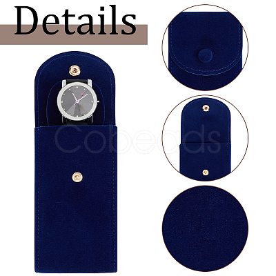 8Pcs 4 Colors Plush Cloth Watch Storage Pouches with Snap Button TP-DR0001-05-1