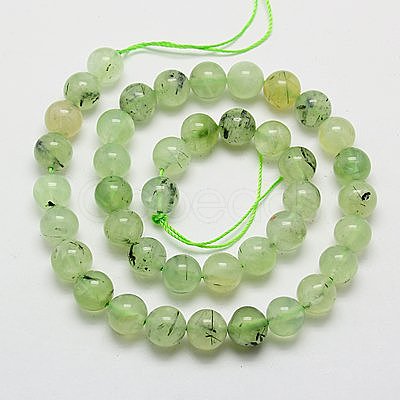 Natural Prehnite Beads Strands G-G457-10mm-03-1