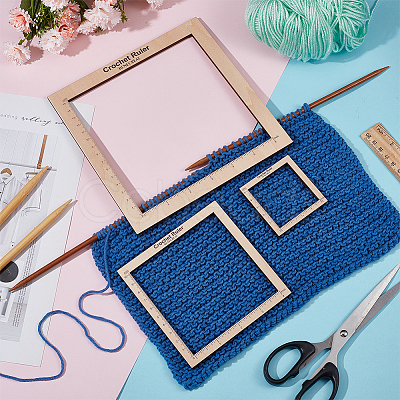 Wooden Square Frame Crochet Ruler DIY-WH0033-89-1