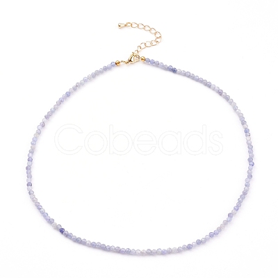 Natural Tanzanite Beaded Necklaces NJEW-JN03315-04-1