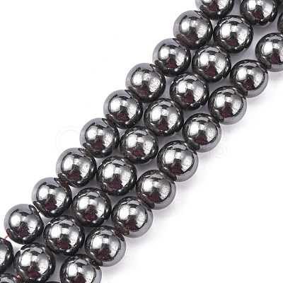 Magnetic Synthetic Hematite Beads Strands G-Q893-12mm-1