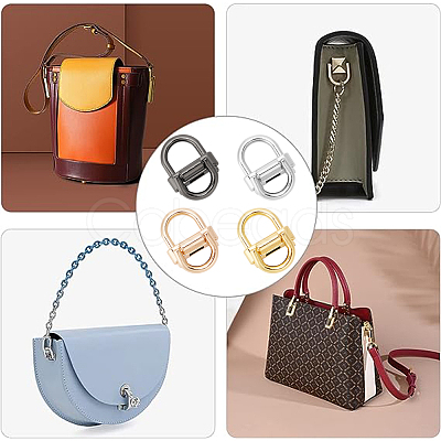 8 Sets 4 Colors Alloy Bag Double D-Ring Suspension Clasps FIND-WR0009-70-1