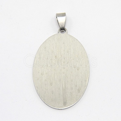 Tarnish Resistant DIY Materials 201 Stainless Steel Flat Oval Hand Stamping Blank Tag Pendants STAS-O044-124-1