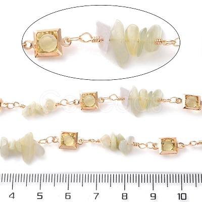 Handmade Brass Glass Square Link Chains CHC-F019-09G-01-1