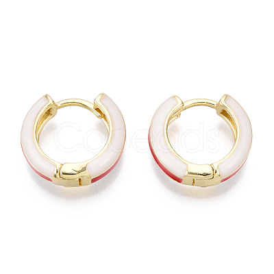 Brass Huggie Hoop Earrings EJEW-S209-07D-1
