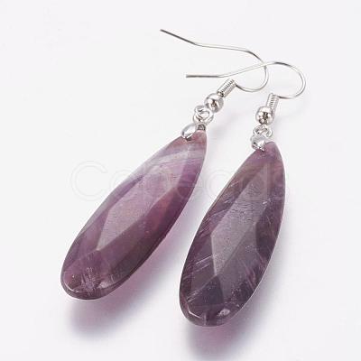 Natural Amethyst Dangle Earrings EJEW-G218-A03-1