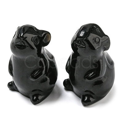 Natural Obsidian Carved Healing Mouse Figurines DJEW-D012-02C-1