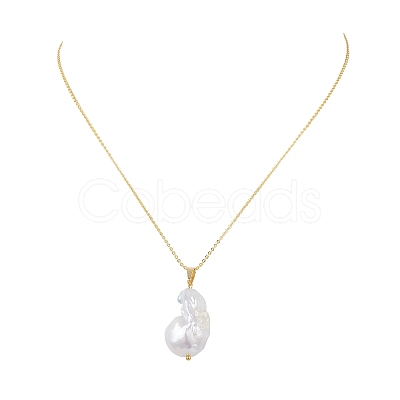 Natural Baroque Pearl Keshi Pearl Pendant Necklaces NJEW-JN06083-1