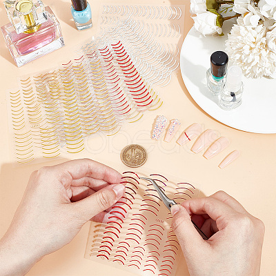 12Pcs 6 Colors Imitation Metal Line Nail Art Stickers MRMJ-OC0003-93-1