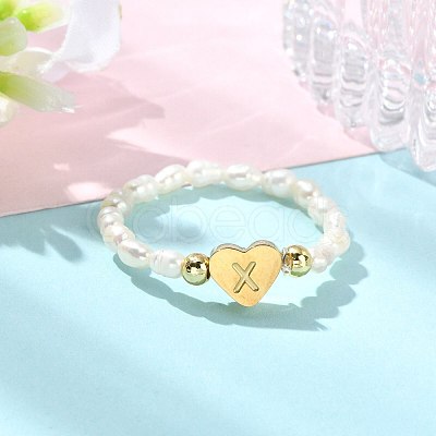 Natural Freshwater Pearl & 304 Stainless Steel Bead Finger Rings RJEW-FS00001-24-1