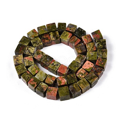 Natural Unakite Beads Strands G-T139-8x8-08A-1