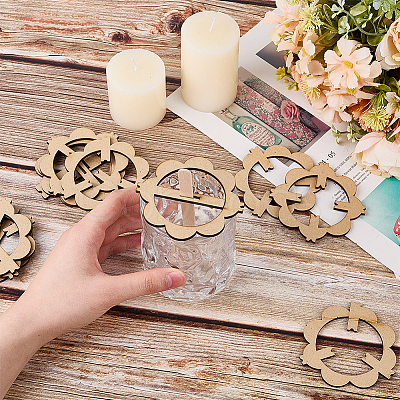 4 Sets Flower Wooden Wick Holder Kit WOOD-DR0001-03A-1