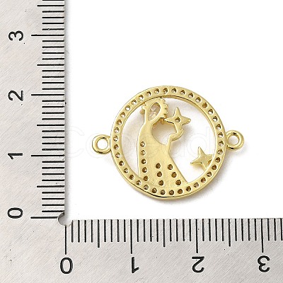 Rack Plating Brass Micro Pave Clear Cubic Zirconia Connector Charms KK-K377-23G-1