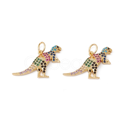 Rack Plating Brass Micro Pave Colorful Cubic Zirconia Pendants ZIRC-C040-48D-G-1