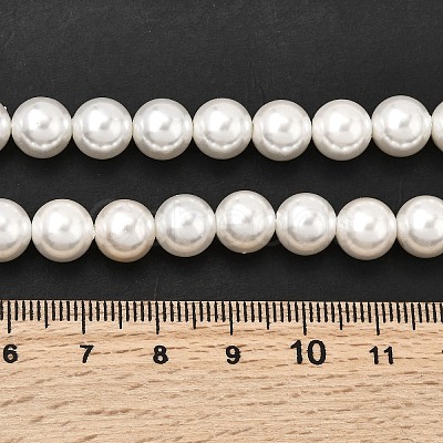 Electroplated Shell Pearl Beads Strands BSHE-K017-8mm-1