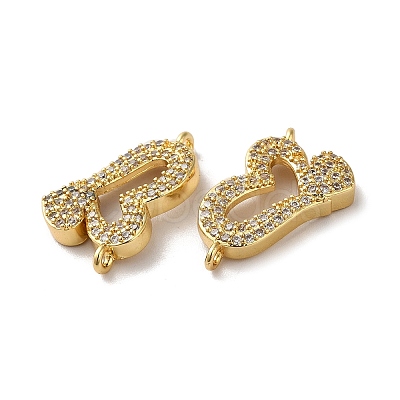 Eco-Friendly Rack Plating Brass Micro Pave Clear Cubic Zirconia Connector Charms KK-F853-27G-1