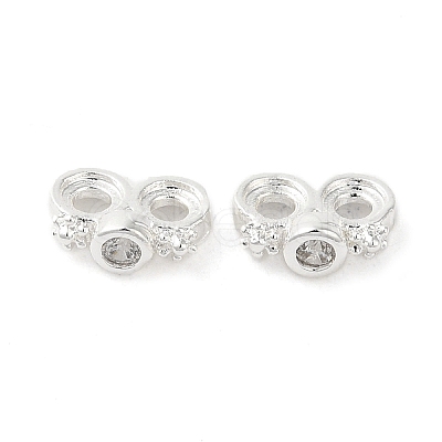 Rack Plating Brass Pave Clear Cubic Zirconia Spacer Bars KK-B088-11A-S-1