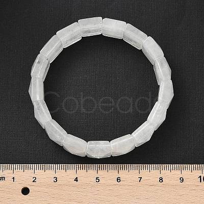 Square Natural Quartz Crystal Beads Stretch Bracelets for Women Men BJEW-C097-06W-1