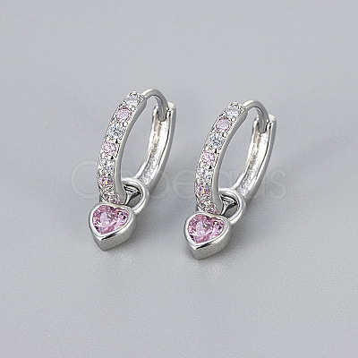 Brass Micro Pave Cubic Zirconia Hoop Dangle Earrings WG33AFF-03-1
